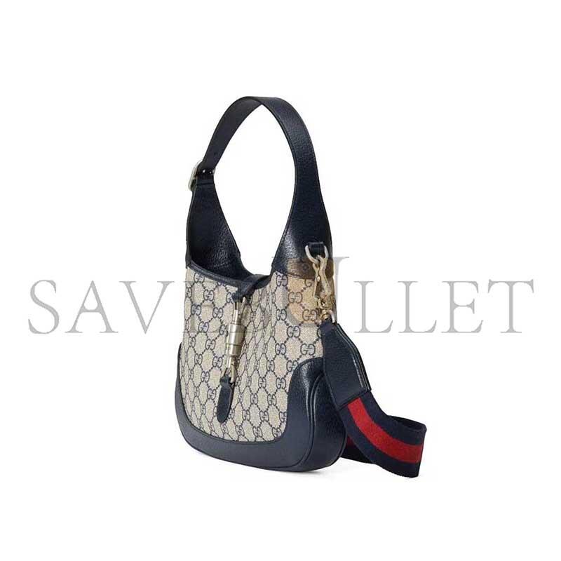 GUCCI JACKIE 1961 GG SMALL SHOULDER BAG BEIGE AND BLUE 678843 (28*19*4.5cm)